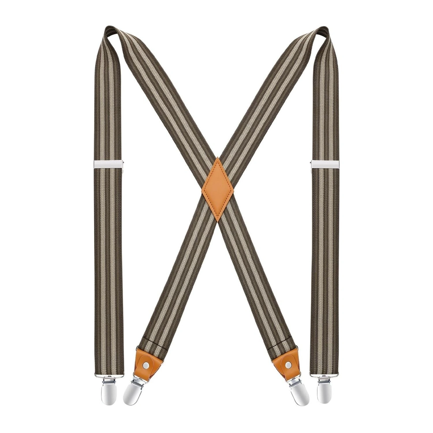 Tirantes ajustables de 1.4 pulgadas y 4 clips: Marrón elegante, estilo clásico, ¡listo para tu look!