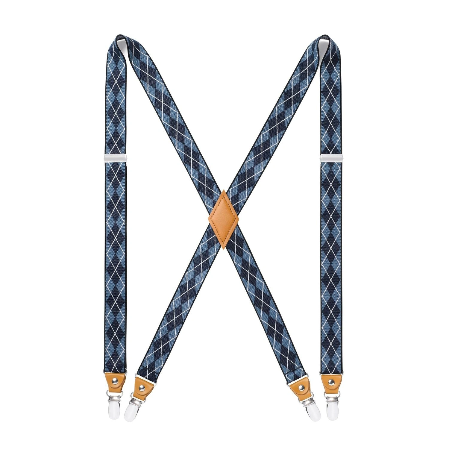 ¡Tirantes ajustables de 1 pulgada con 4 clips! Azul a cuadros: ¡Estilo y ajuste perfectos!