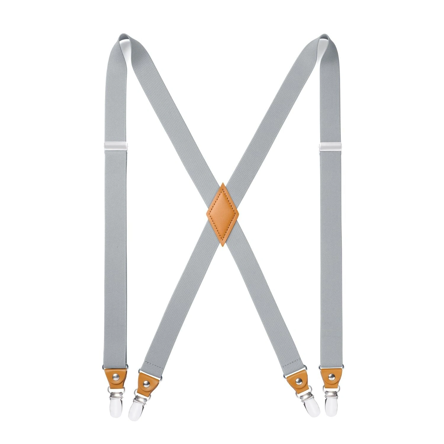 Tirantes ajustables de 1.0 pulgadas con 4 clips grises: ¡elegancia clásica para tu estilo personal!